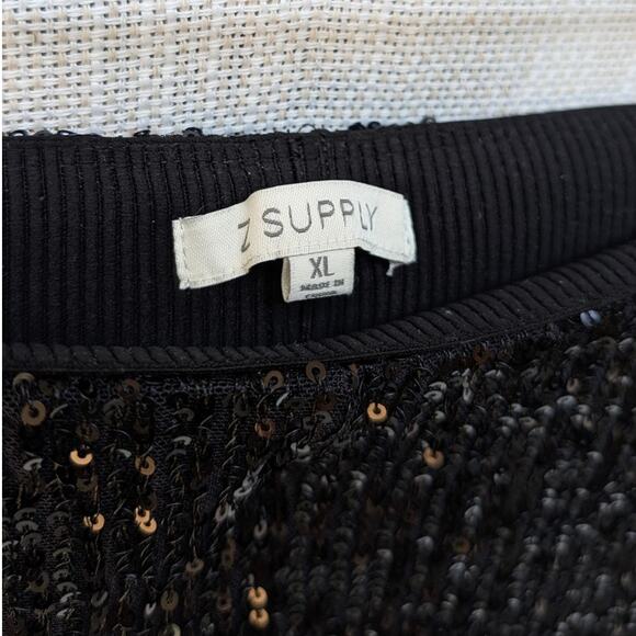 Z Supply Skylar Black Sequin High-rise Wide Leg Cropped Pants, size XL - Picture 3 of 8